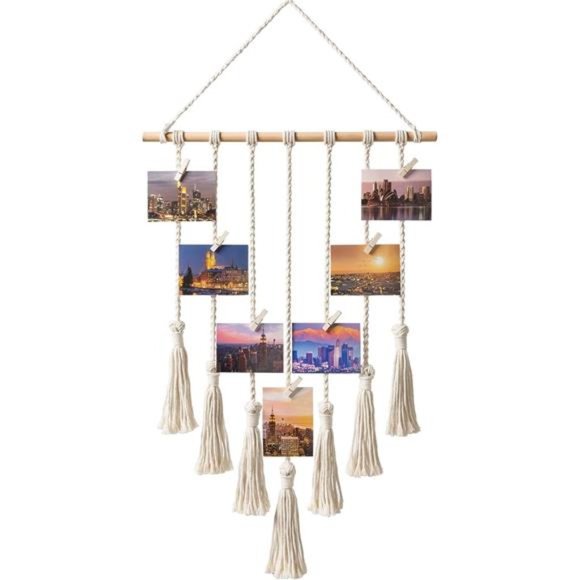 Hanging Photo Display Boho Teen Girl Women Gift Macrame Wall Hanging Pictures - Picture 1 of 6